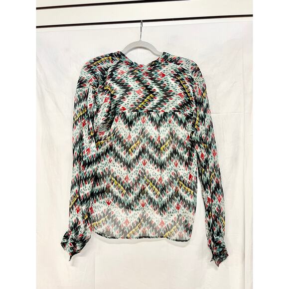 Étoile Isabel Marant Silk Printed Long Sleeve Blouse Multi Women's FR 34 / US 2 - Picture 3 of 4